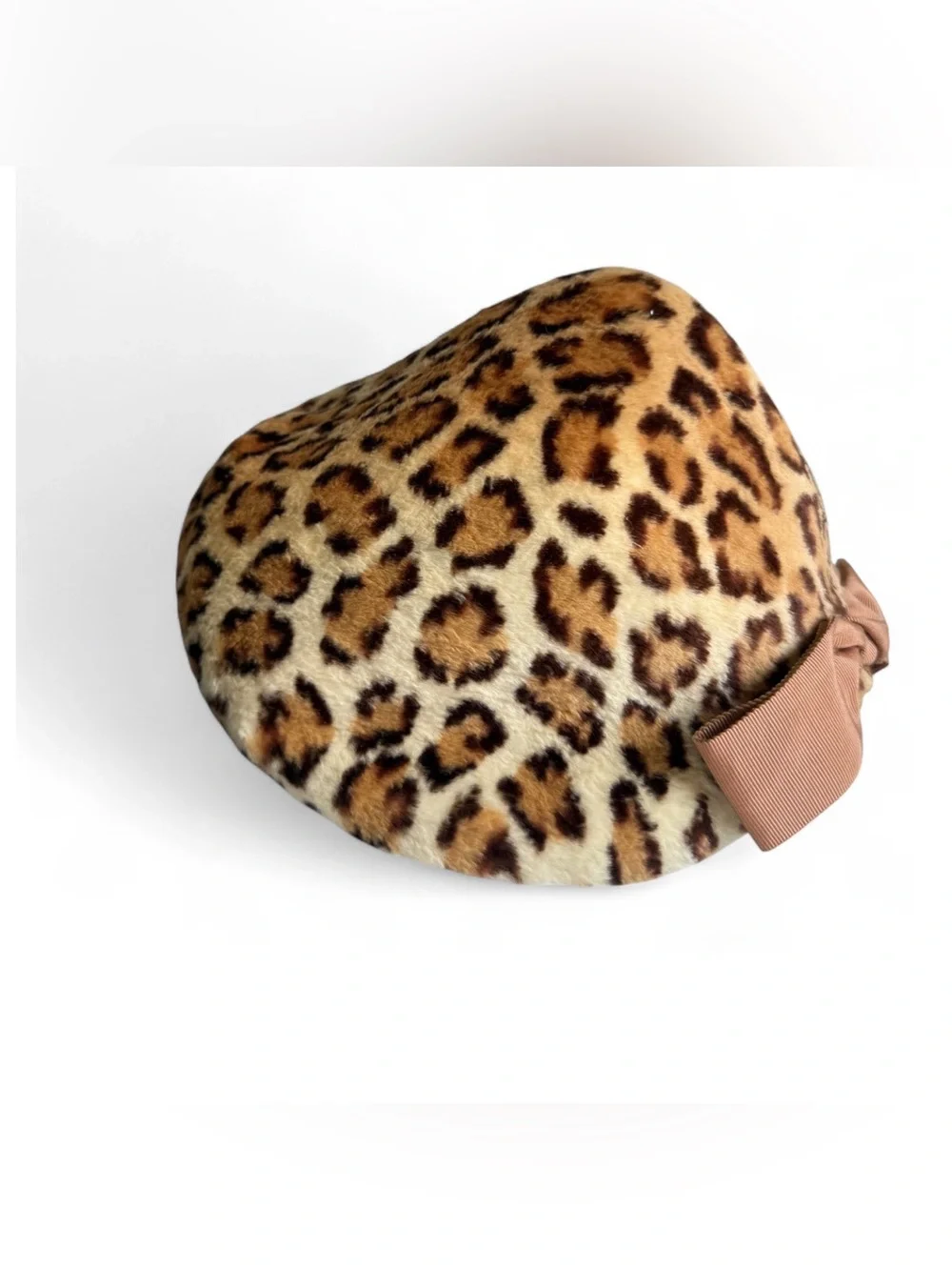 vtg 60s 70s Christine Original leopard print hat cap mcm designer pillbox bow